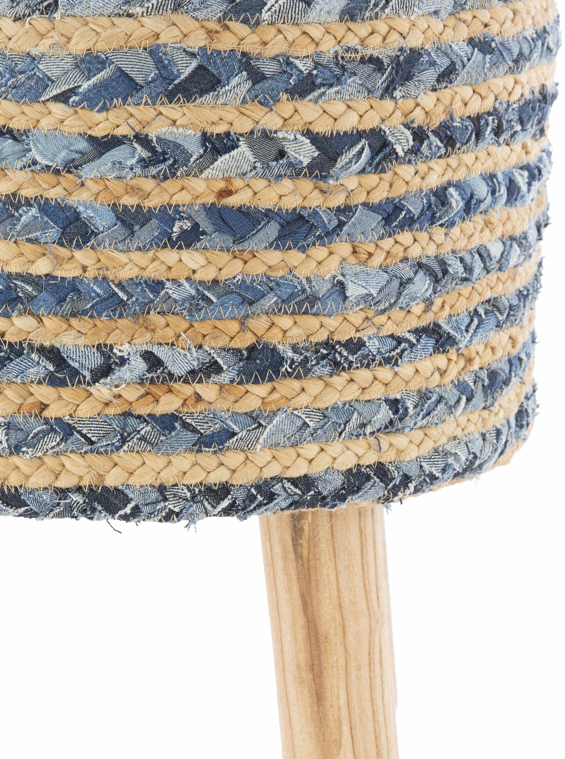 Fermont Hand Crafted Denim Jute Ottoman-2