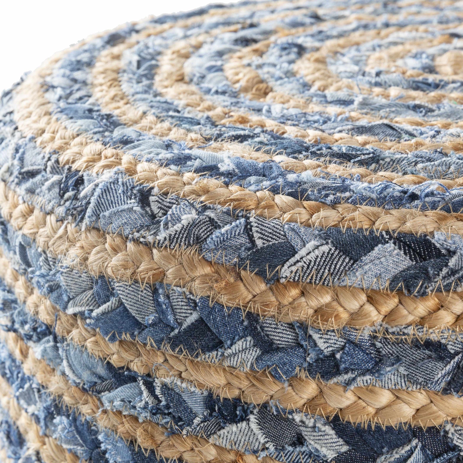 Fermont Hand Crafted Denim Jute Ottoman-4