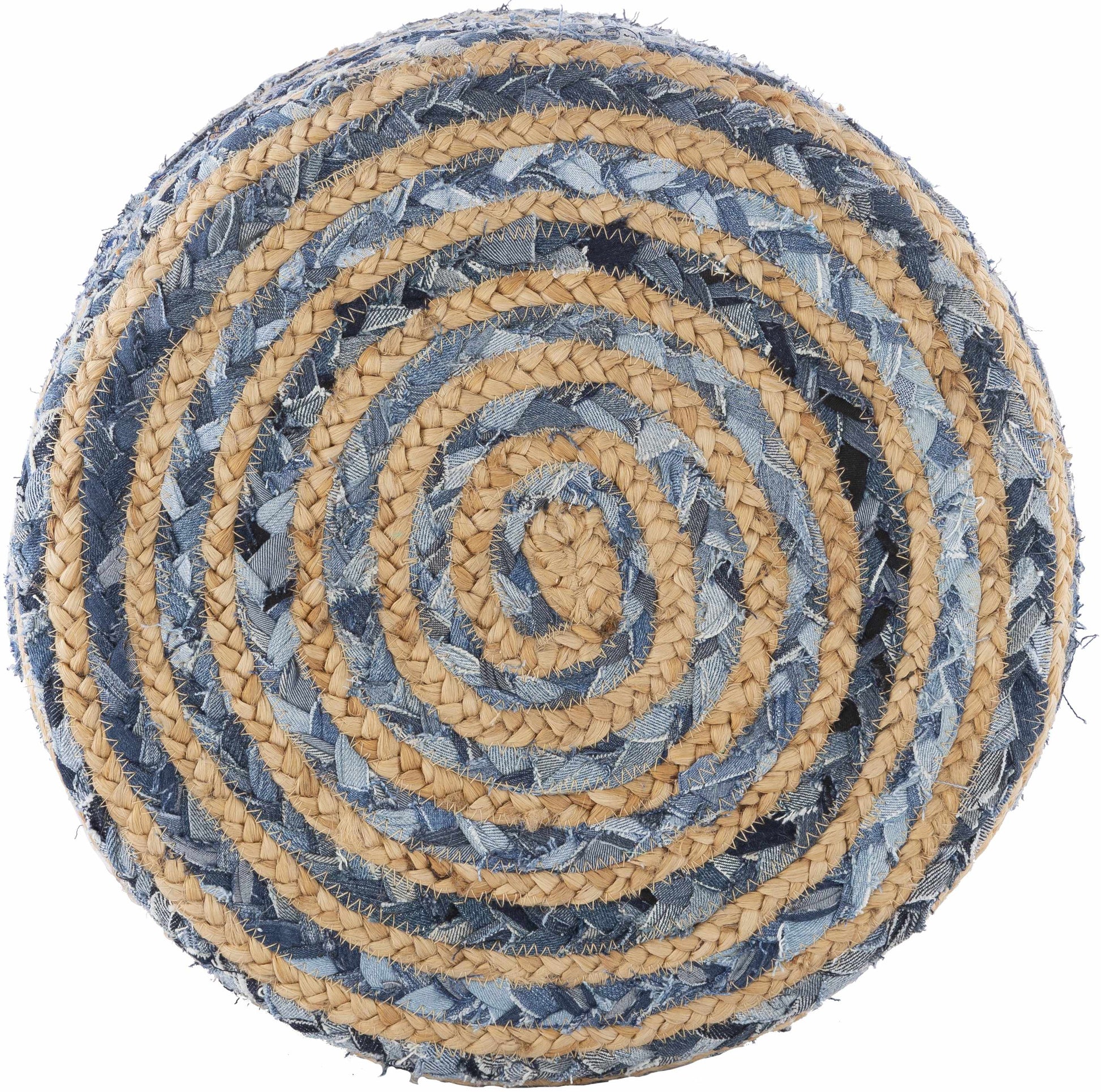 Fermont Hand Crafted Denim Jute Ottoman-3