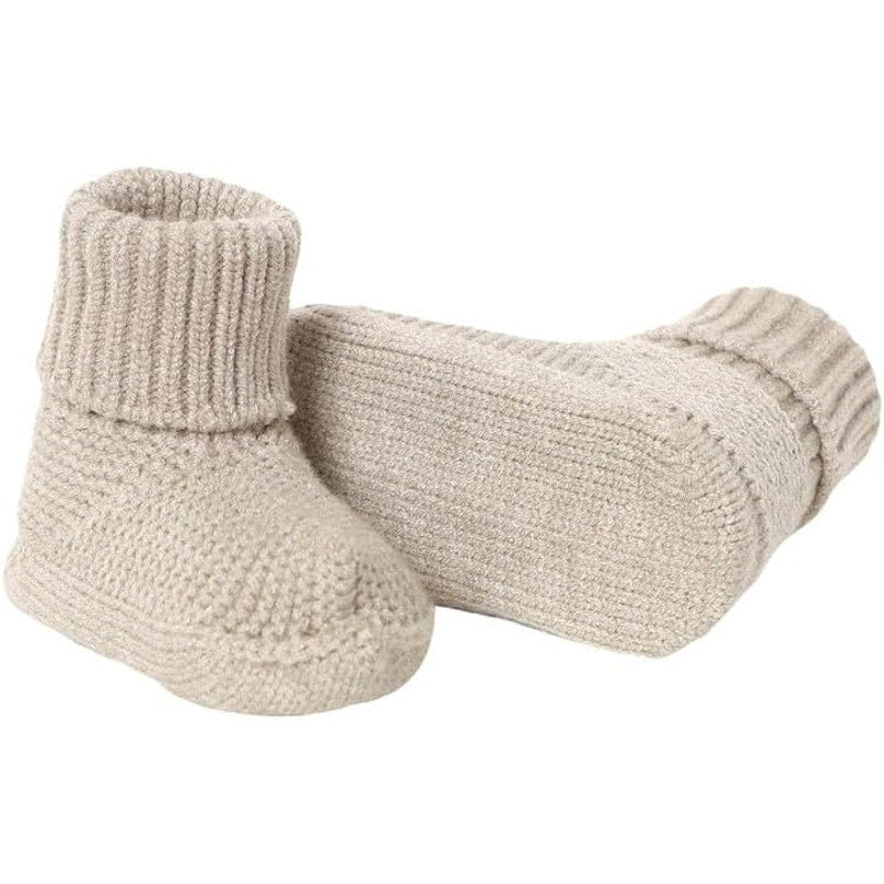 New Yixpoh Infant Baby Newborn Tan Soft Knit Crib Shoes Cozy Warm Socks Booties