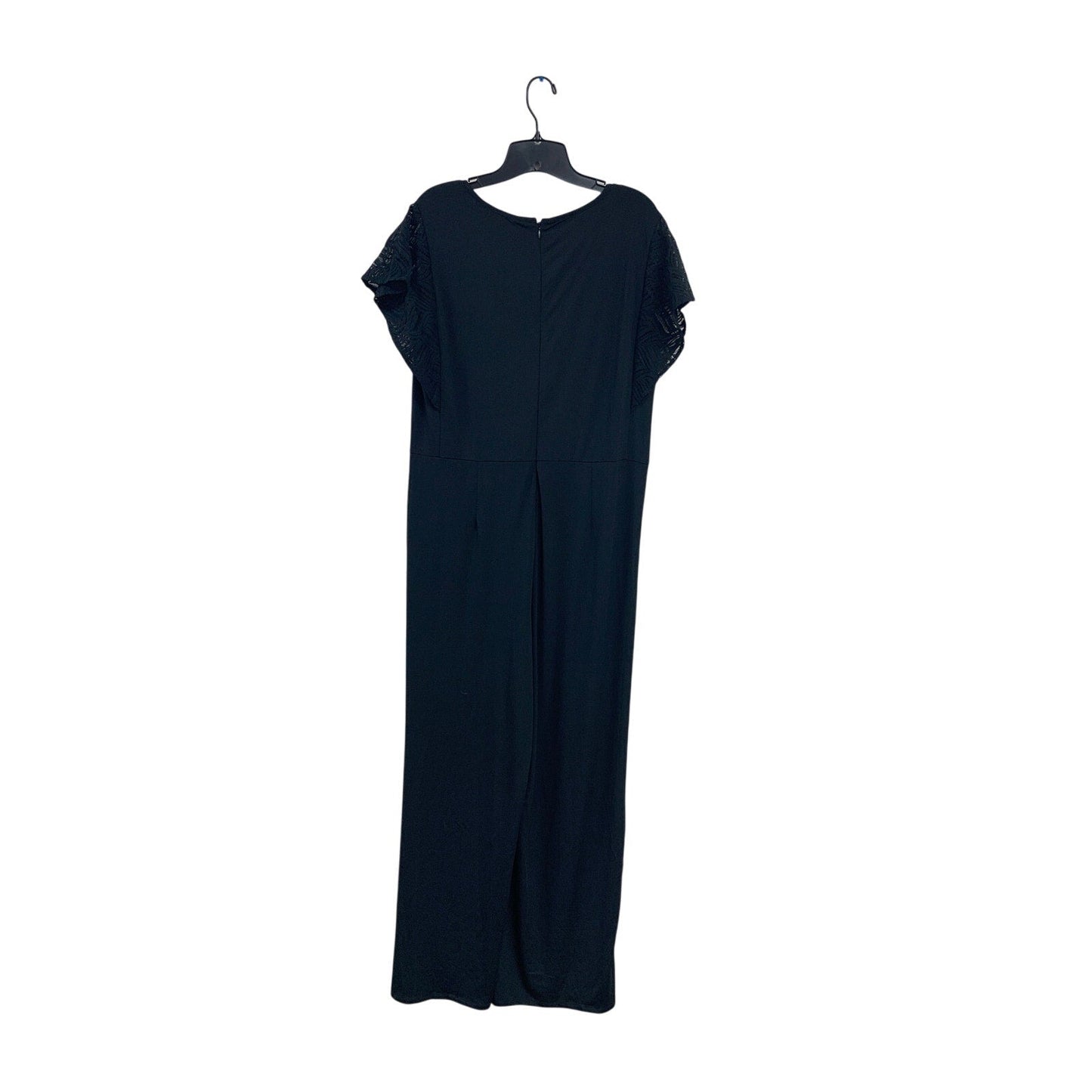 H by Halston Womens Medium Black Short Lace Sleeve Back Zip PolyBlend Jumpsuit