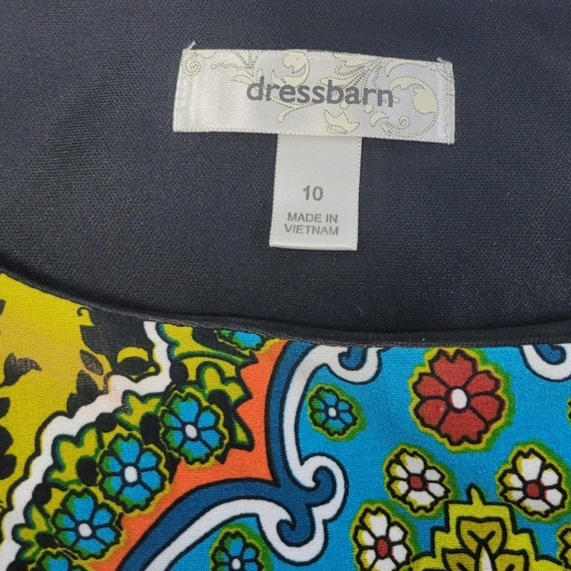 Dress Barn Womens 10 PolySpandex 3/4 Sleeve Patterned Knee Length Dress