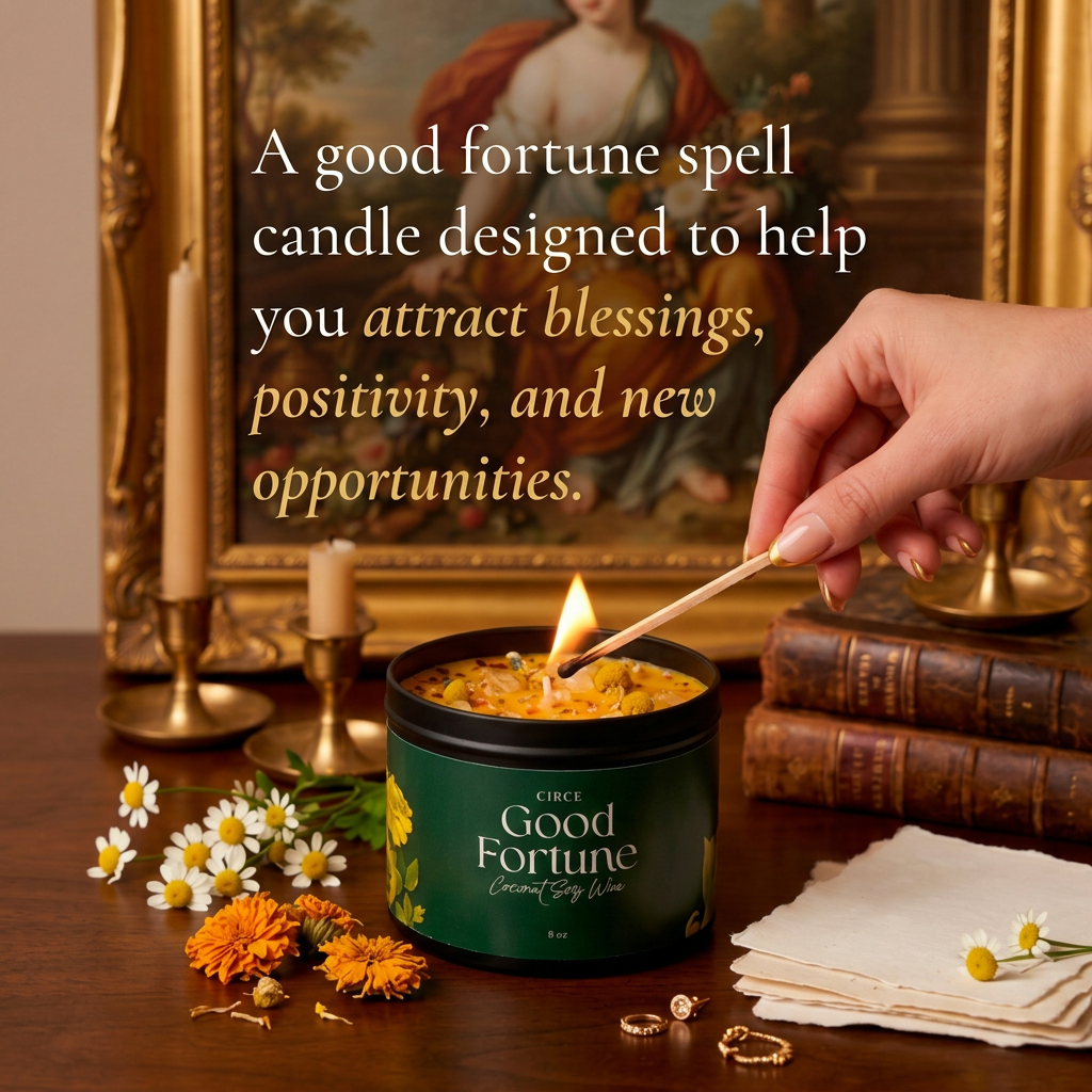 Good Fortune Spell Candle – Luck & Prosperity Manifestation Candle | 8 oz