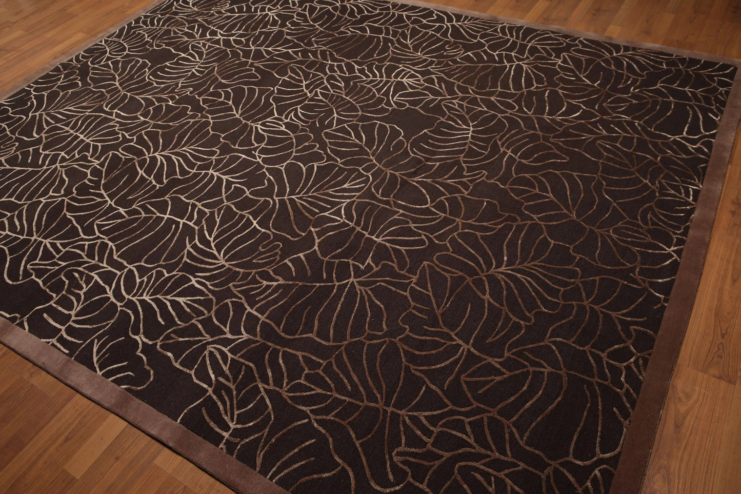 8'x10' Hand Knotted 200 KPSI extra dense pile Tibetan Wool & Silk area rug Brown-4