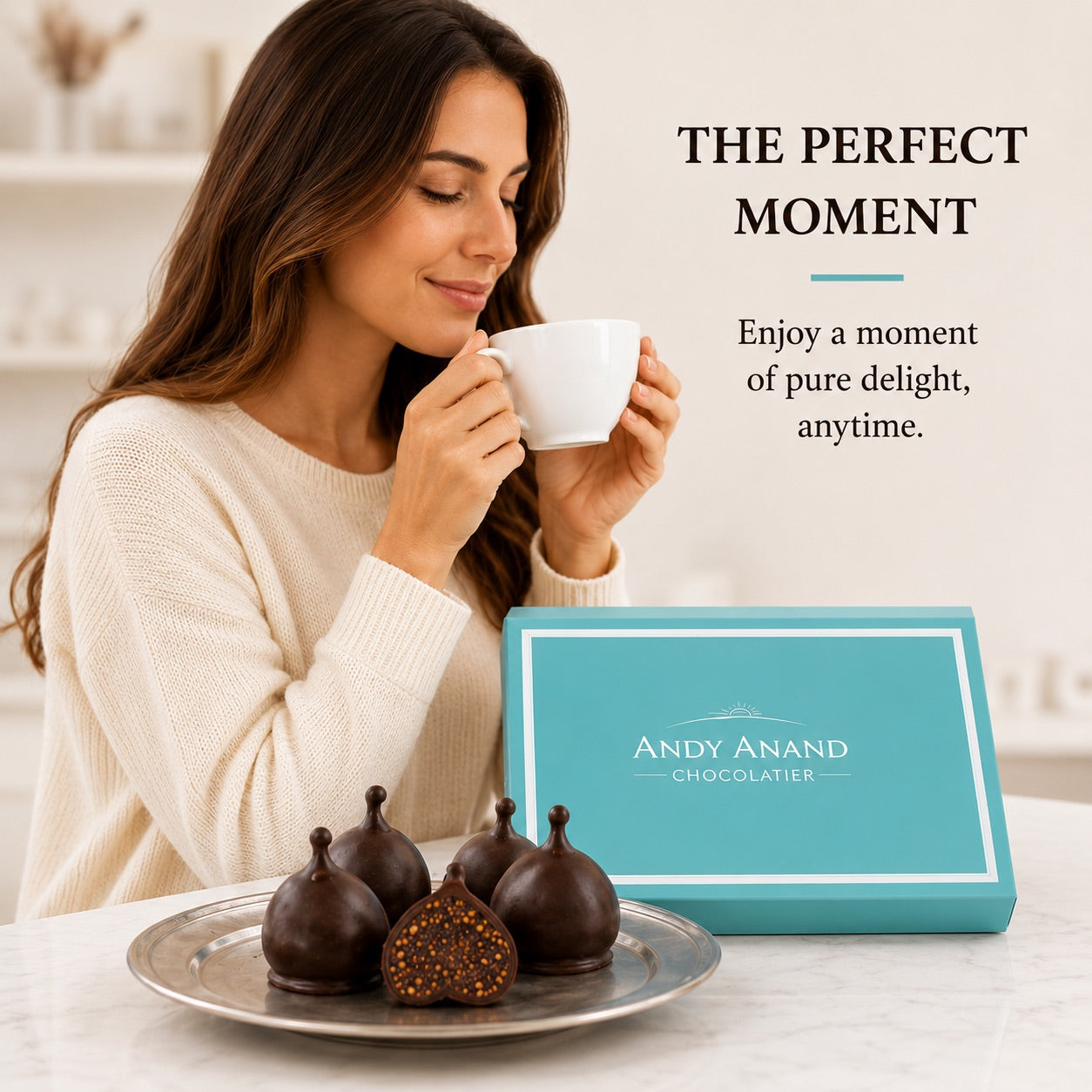 Andy Anand Vegan Belgian Dark Chocolate Figs - 24 Pc Gift Box, Premium 60% Cocoa Butter, Dairy-Free Gourmet Confection, Perfect for Birthday, Valentine’s &amp; Anniversary Gifts - Handcrafted in California