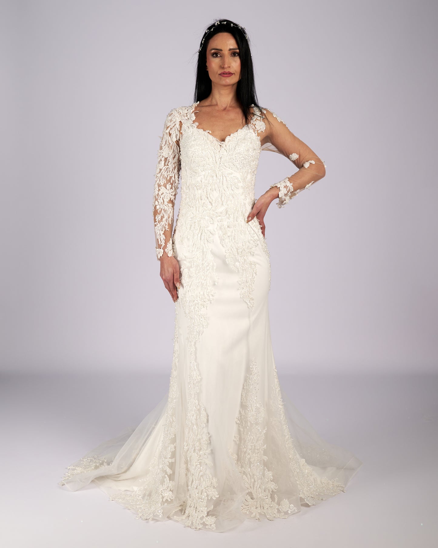 Estelle Rhinestone Hand Beaded Mermaid Bridal Gown Wedding Dress-4