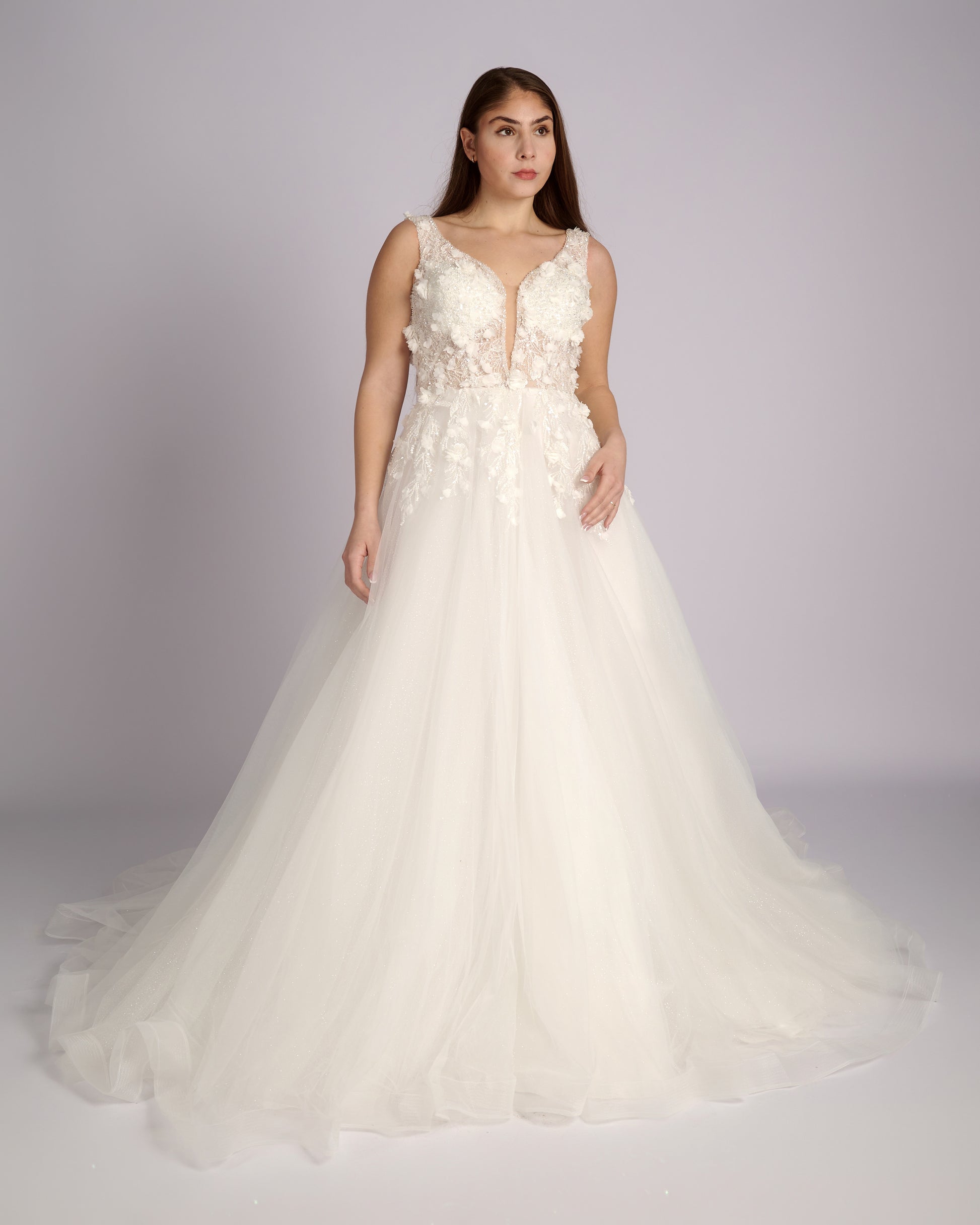 Inesse 3d Flowers  Rhinestone Bodice Wedding Dress νυφικο φορεμα-4