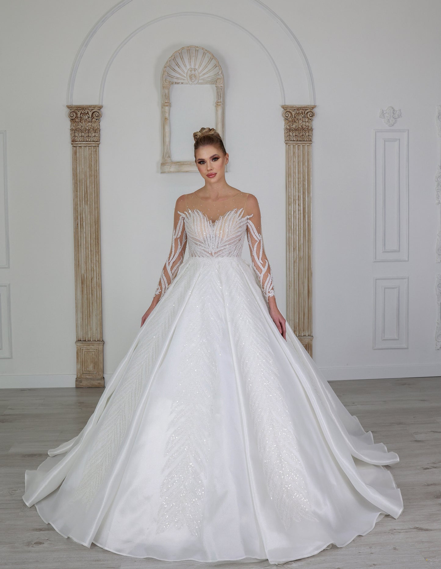 Yaprak a line wedding dress-1