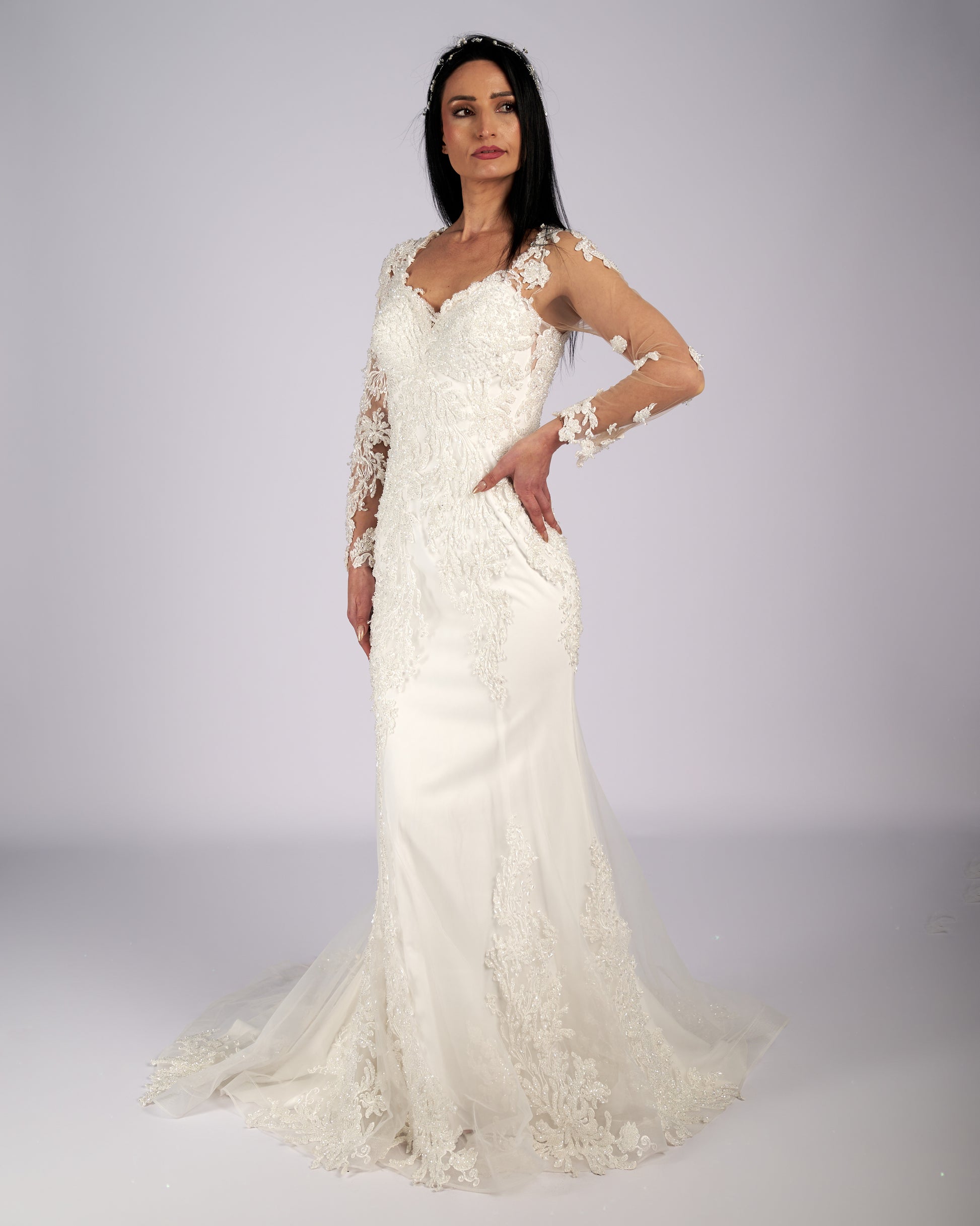 Estelle Rhinestone Hand Beaded Mermaid Bridal Gown Wedding Dress-3