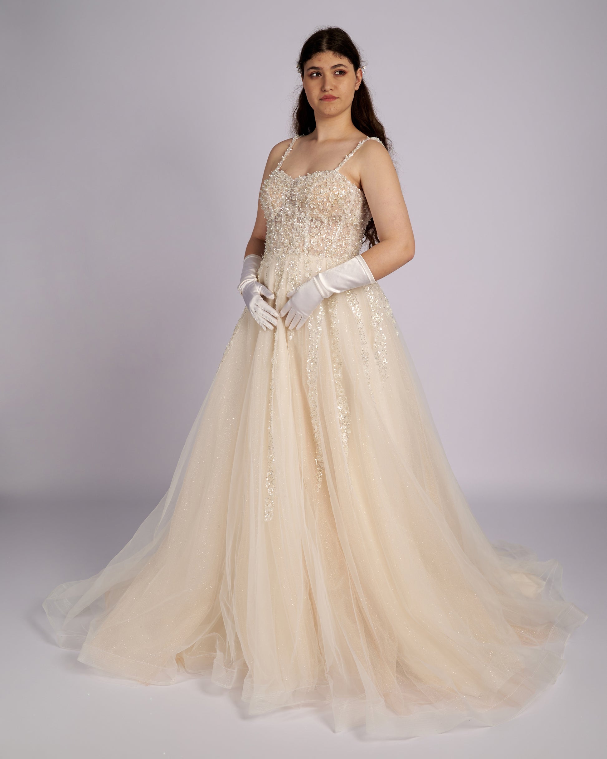Elisana Nude Princess Wedding dress-2