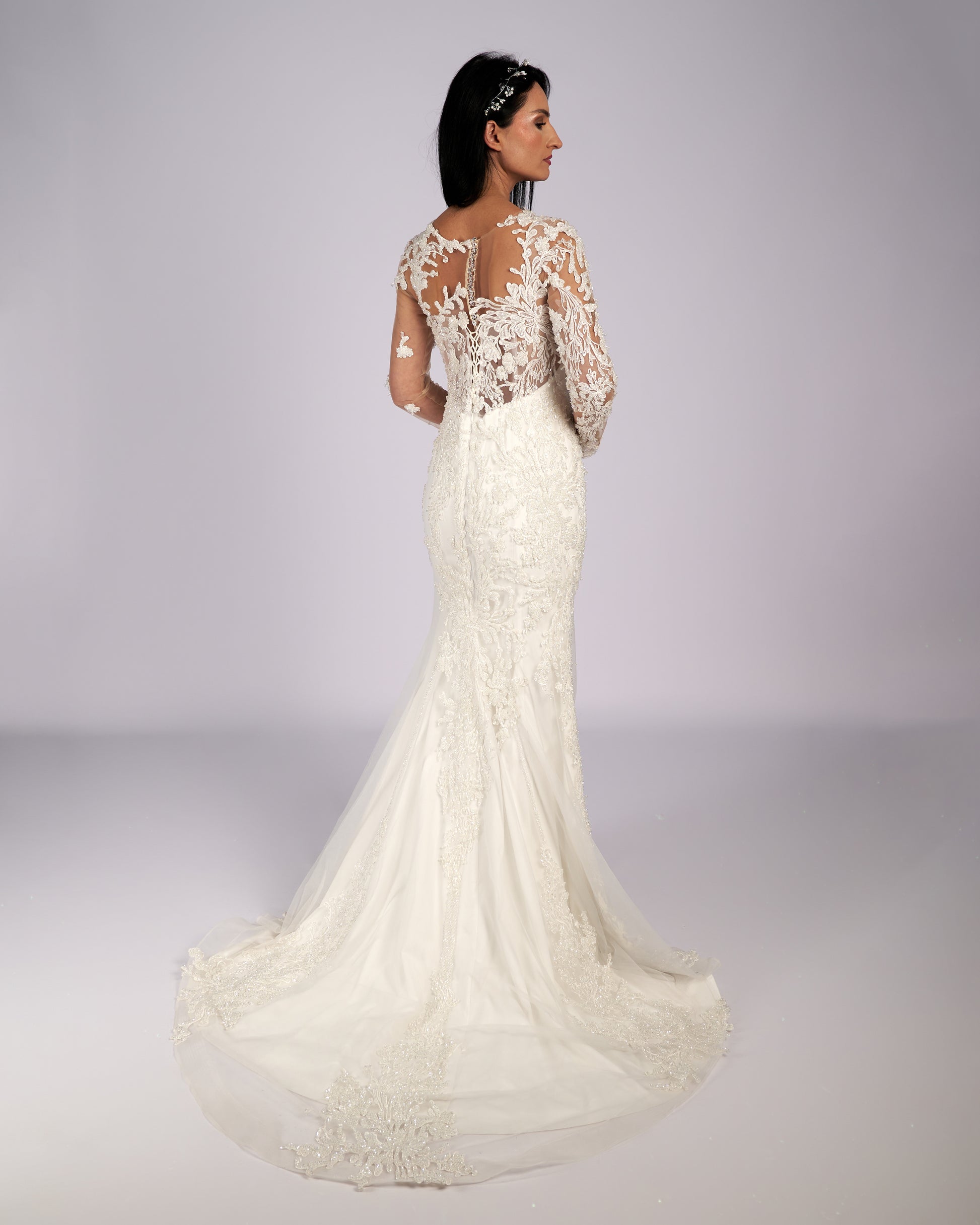 Estelle Rhinestone Hand Beaded Mermaid Bridal Gown Wedding Dress-0