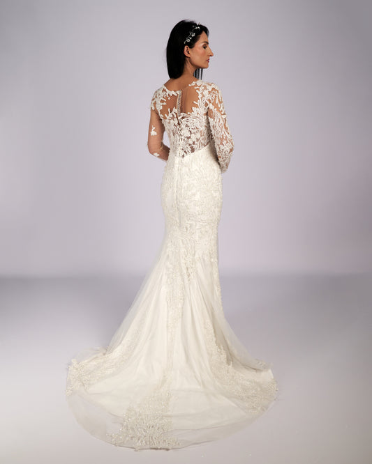 Estelle Rhinestone Hand Beaded Mermaid Bridal Gown Wedding Dress-0
