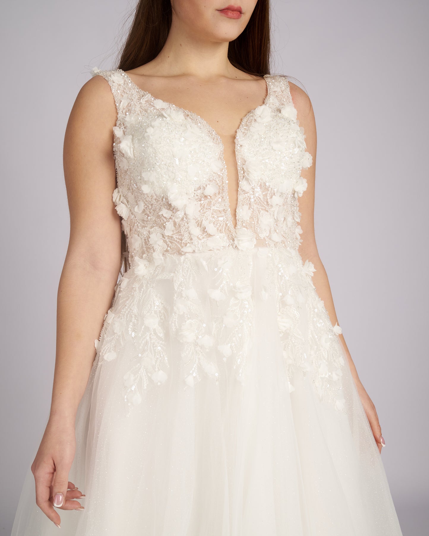 Inesse 3d Flowers  Rhinestone Bodice Wedding Dress νυφικο φορεμα-3