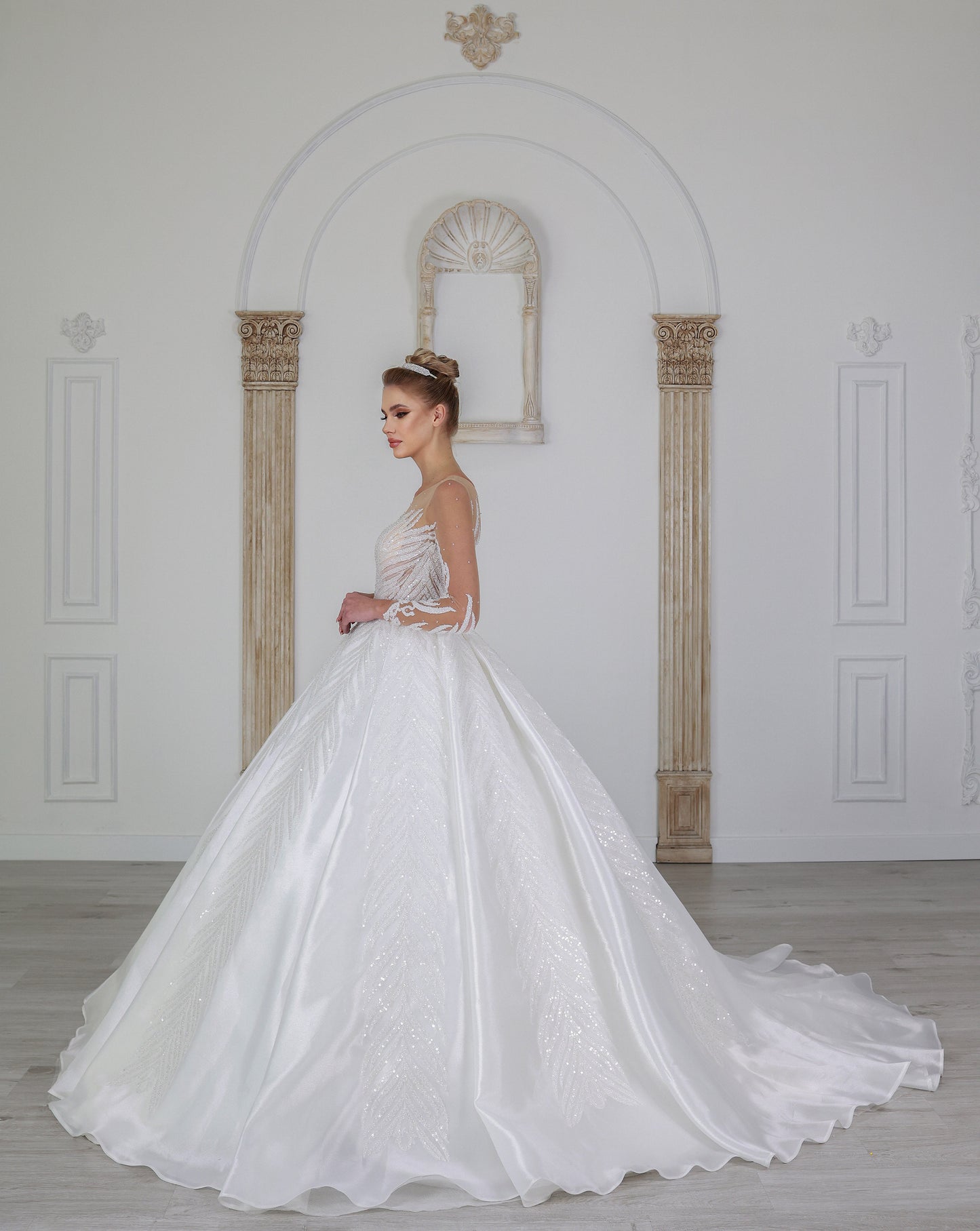 Yaprak a line wedding dress-4