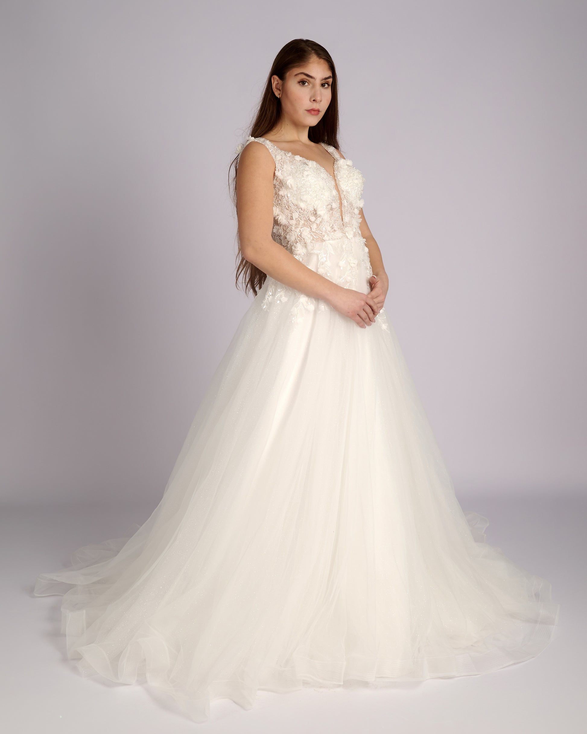 Inesse 3d Flowers  Rhinestone Bodice Wedding Dress νυφικο φορεμα-2