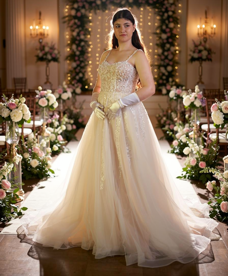 Elisana Nude Princess Wedding dress-0