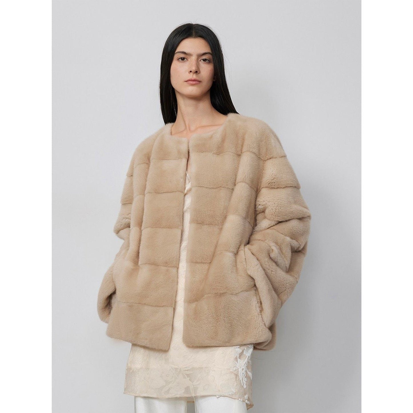 Fireladyfur Women's Purple Label Mink Coat | Horizontal Spine Tailoring | Mink Fur Outerwear“Legacy Mink”-8