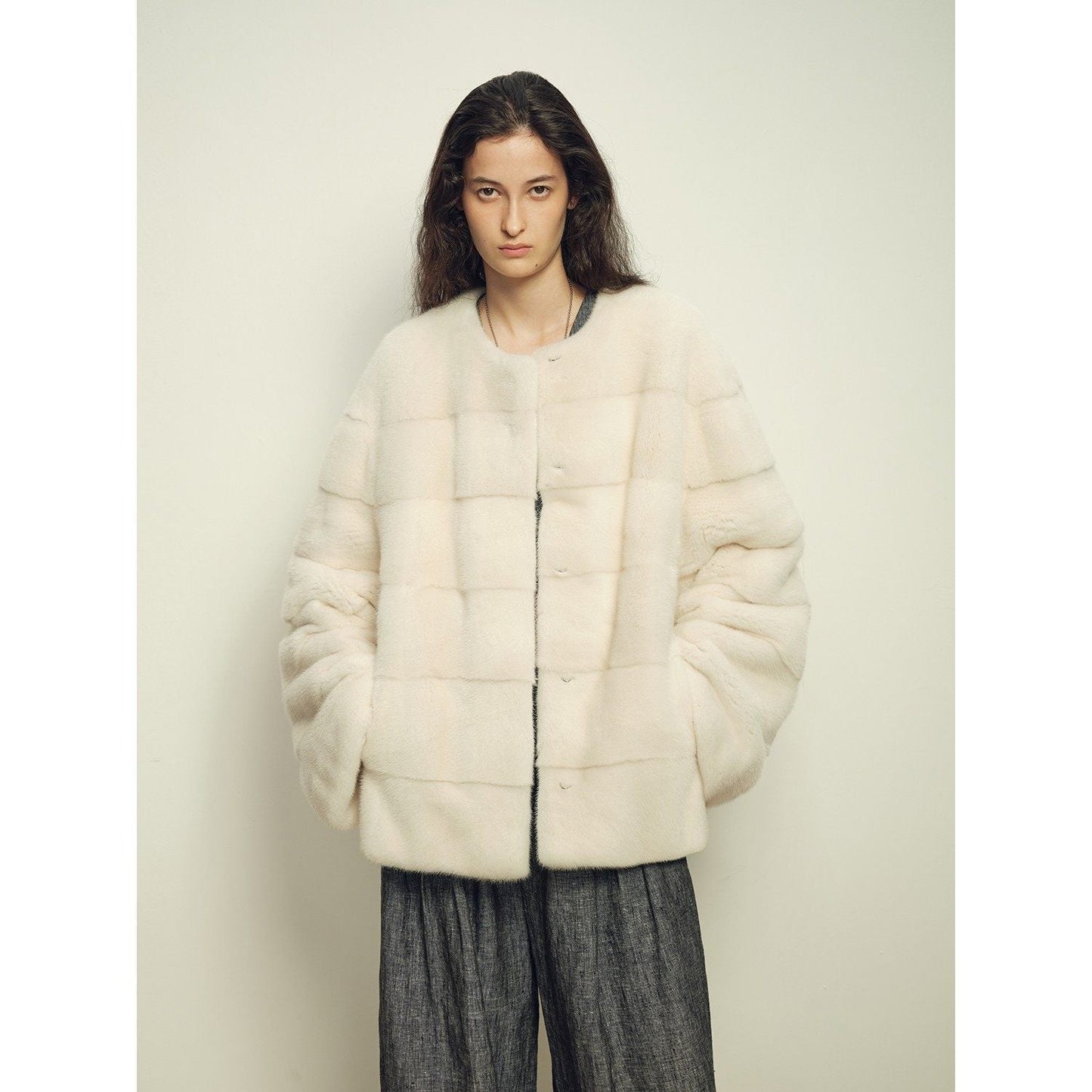 Fireladyfur Women's Purple Label Mink Coat | Horizontal Spine Tailoring | Mink Fur Outerwear“Legacy Mink”-11