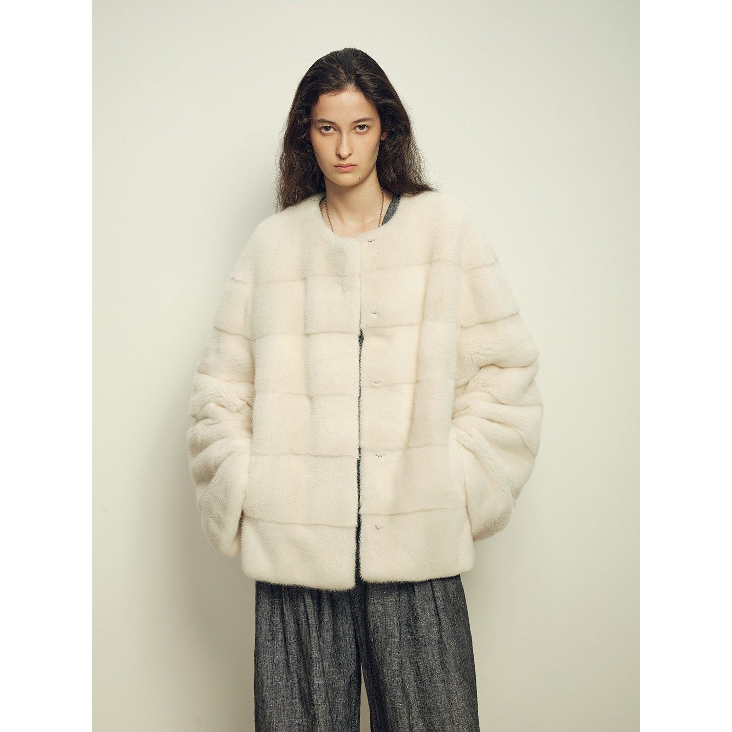 Fireladyfur Women's Purple Label Mink Coat | Horizontal Spine Tailoring | Mink Fur Outerwear“Legacy Mink”-11