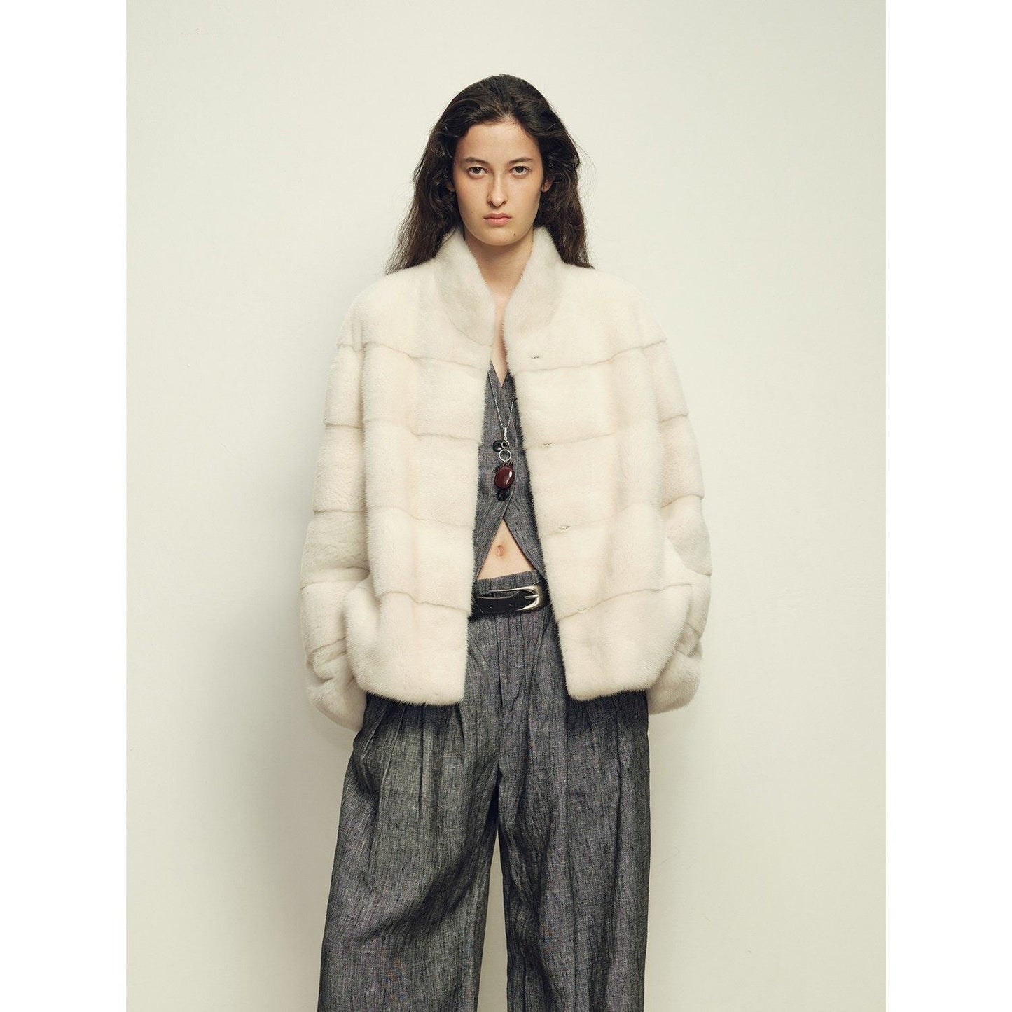 Fireladyfur Women's Purple Label Mink Coat | Horizontal Spine Tailoring | Mink Fur Outerwear“Legacy Mink”-5