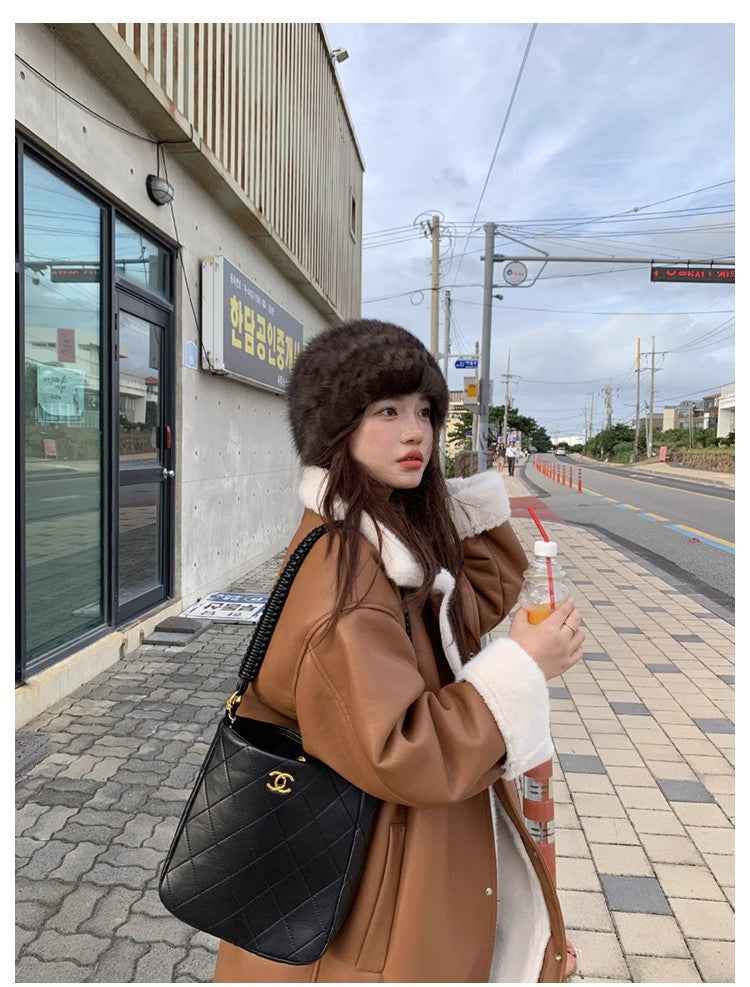 Fireladyfur Women's Reversible Genuine Mink Fur Knit Winter Hat-4