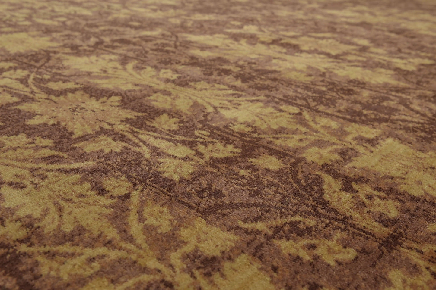 9' x 12' Hand Knotted Erased Pattern Botanical Wool Pile Area Rug Brown-2