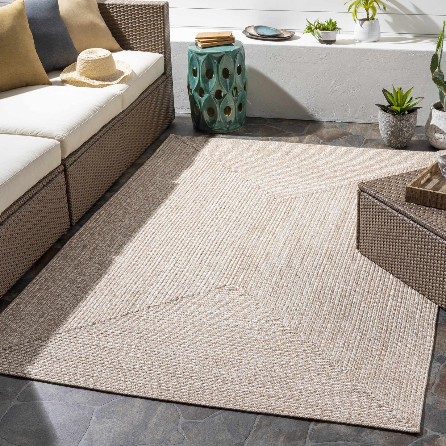 Cream Braided Faux Jute Rug-2