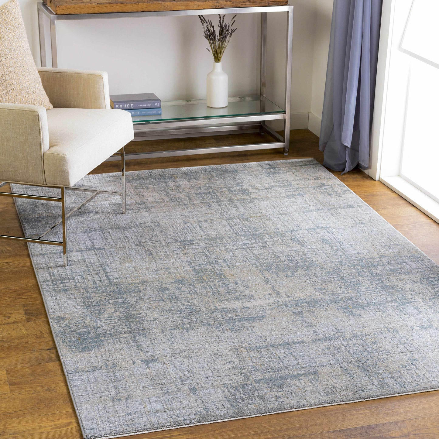 Fallin Gray Abstract Striped Luxe Rug-2