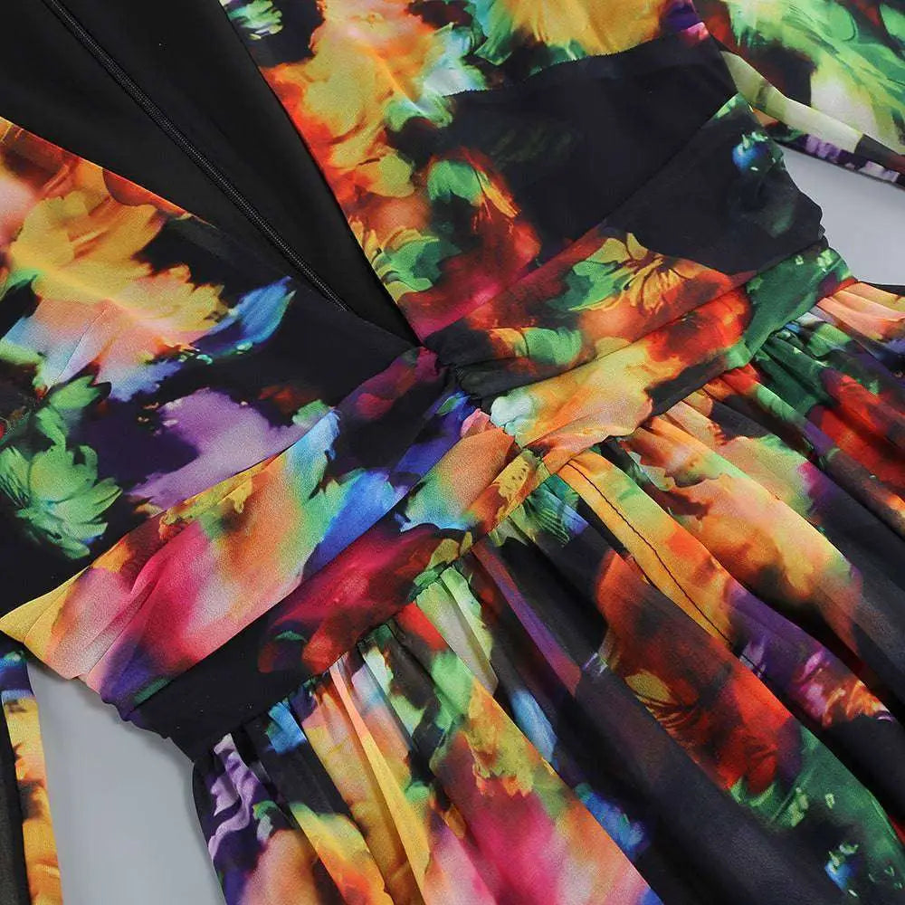 Floral V-neck Split Comfort Casual Dress
