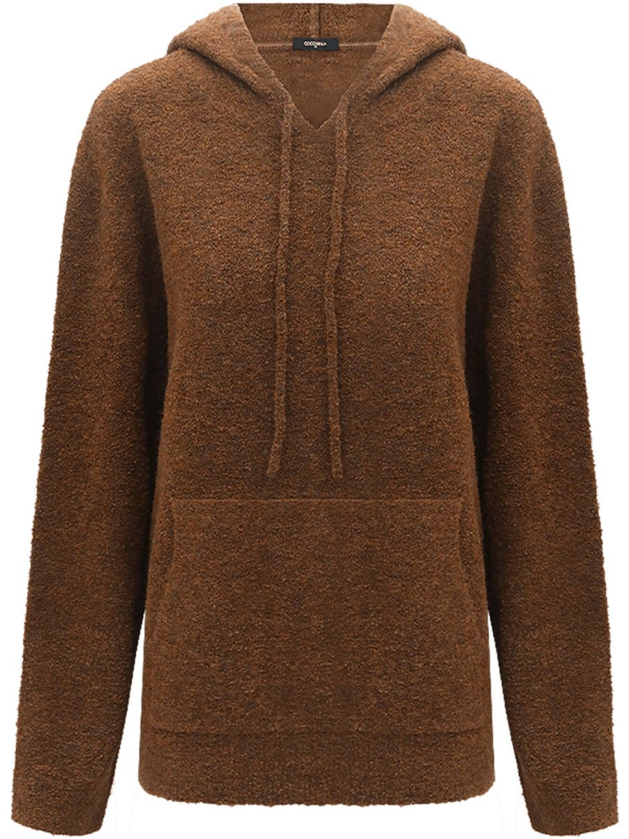 Fluffy Brown Hooded Sweater-3