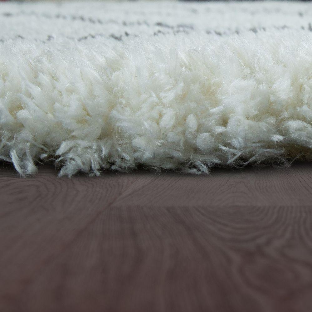 Fluffy Shag Rug Flokati Style Diamond Pattern Cream-1