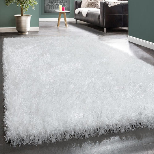 Fluffy White Rug Shaggy For Living Room Soft & Shimmering-0