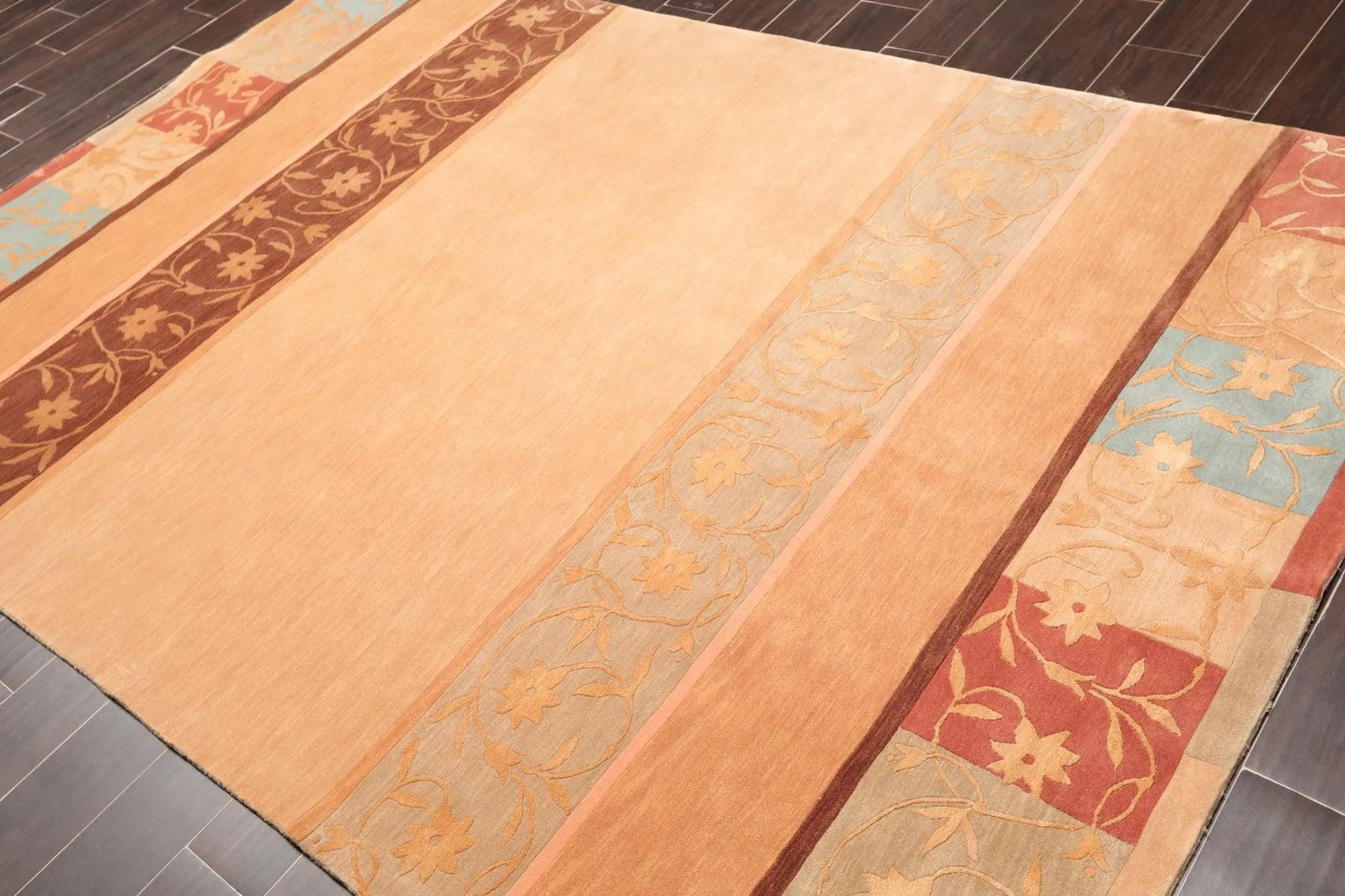 6' x 9' Hand Knotted Superfine Wool & Silk Tibetan Modern Area Rug Tan-2