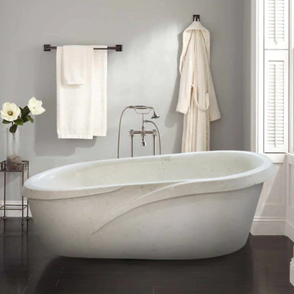 Fossil White Limestone Sloped Bathtub Hand-carved Polished 40x80x24
