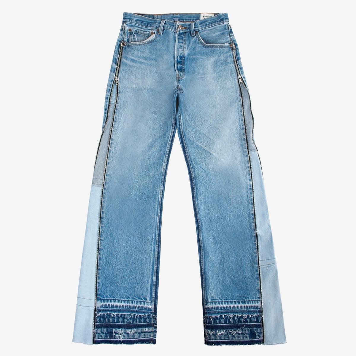 Vintage Reworked Denim Jeans with Full Leg Side Zip