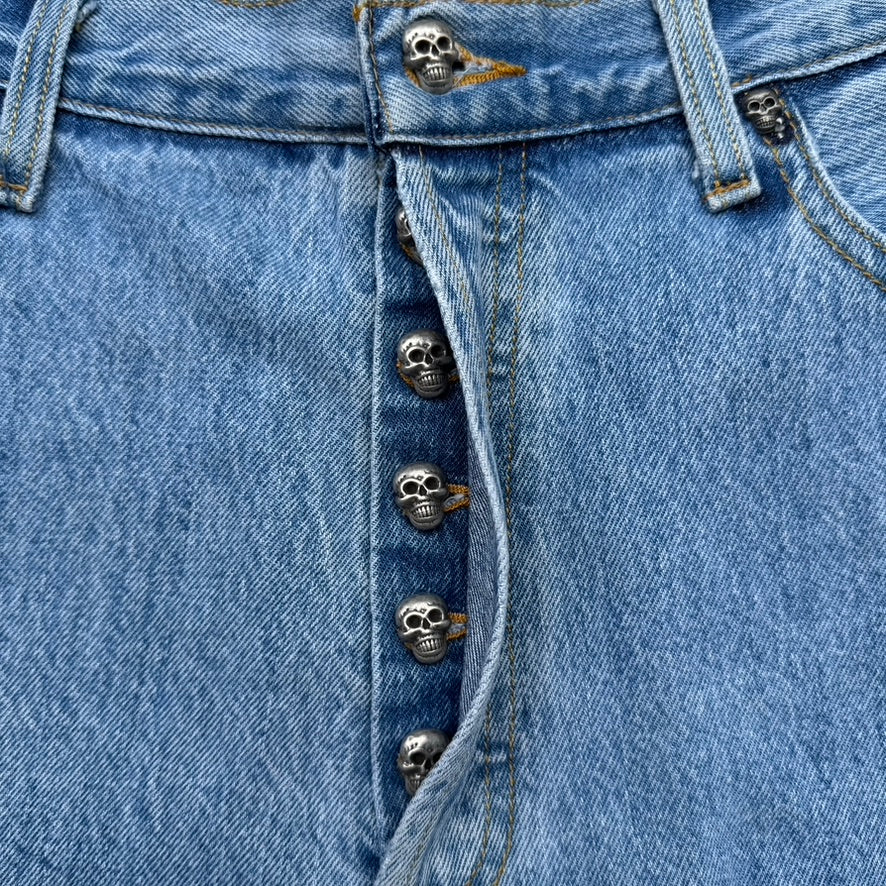 Vintage Reworked Denim Jeans with Full Leg Side Zip