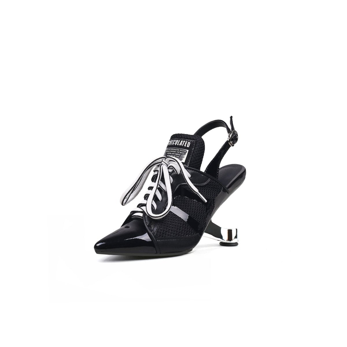 Futuristic Leather Mesh Lace Up Sandals-1