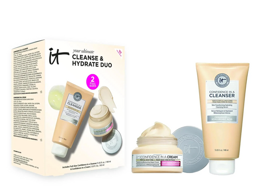IT COSMETICS – 2-Piece Full Size Skincare Set with Facial Cleanser & Anti-Aging Hydrating Face Moisturizer – Vegan Kit