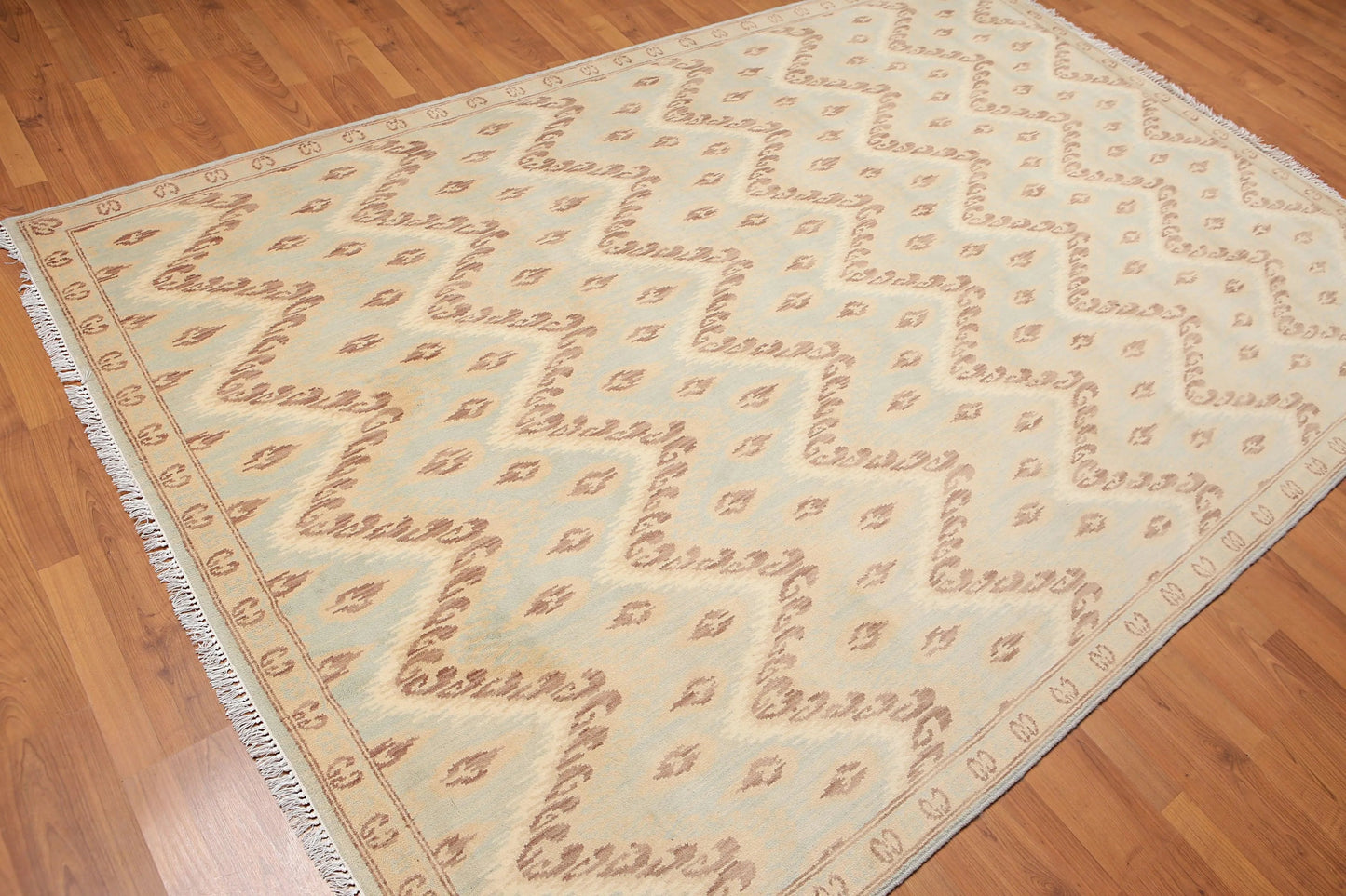 6' x 9' Hand Knotted IKAT Design 100% Area rug Aqua-3