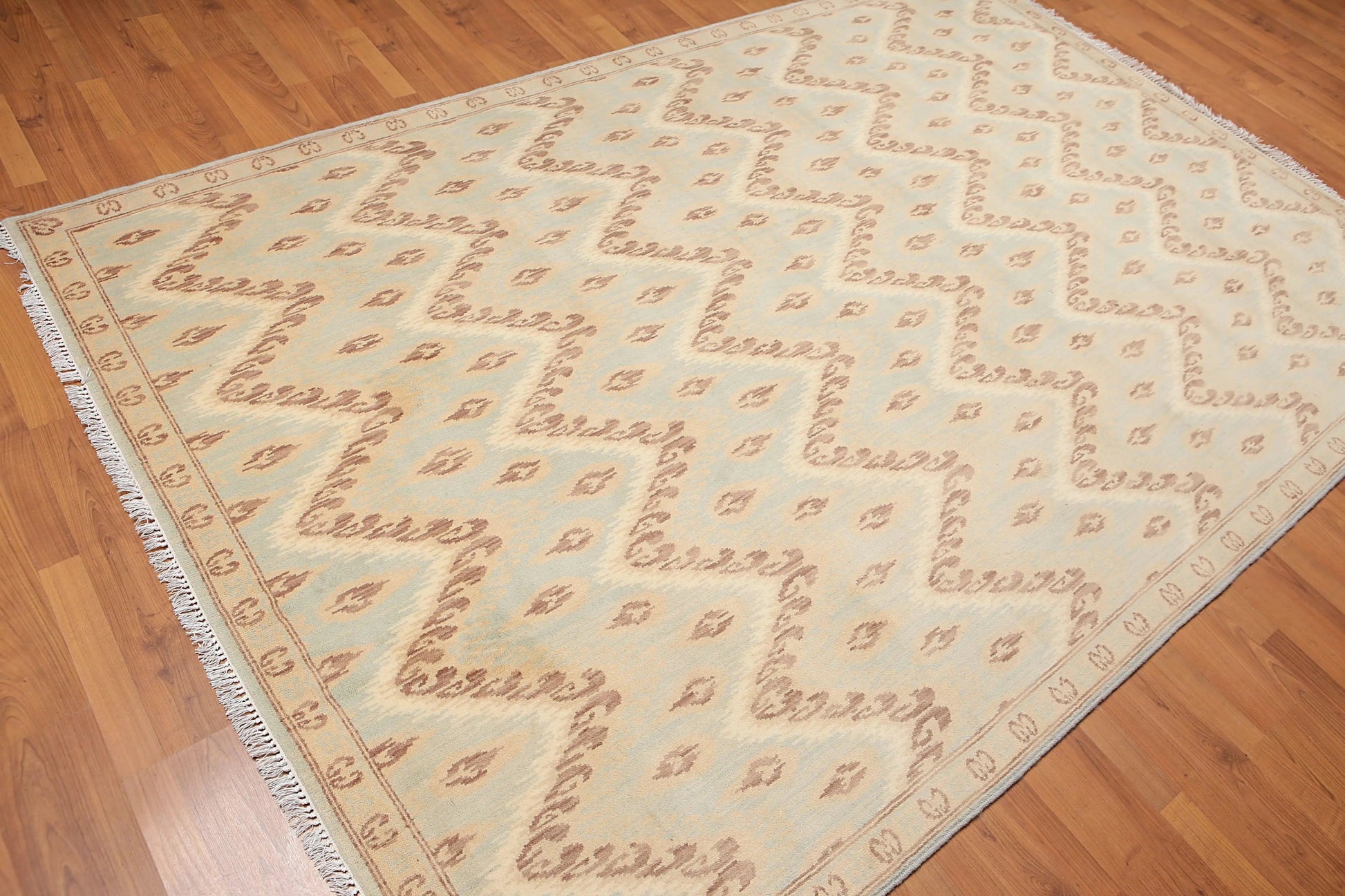 6' x 9' Hand Knotted IKAT Design 100% Area rug Aqua-3