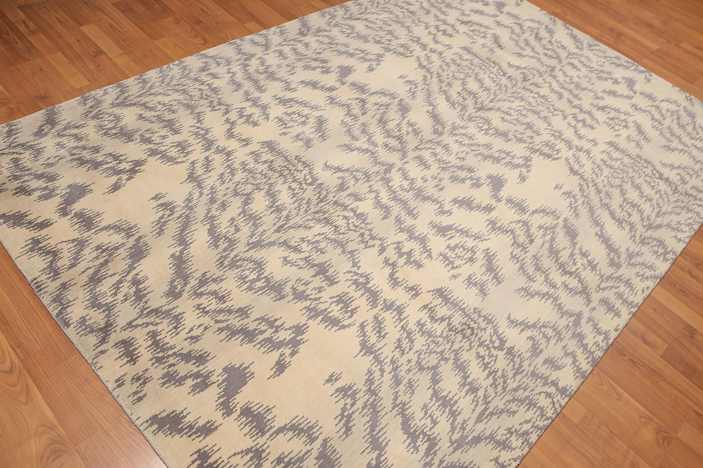 6' x 9' Hand Knotted Modern Abstract 100% Wool Area rug Beige-3