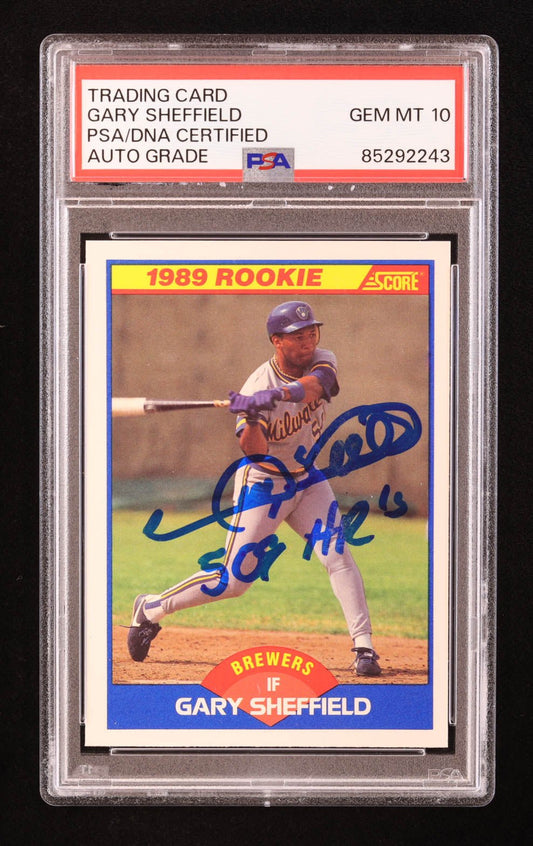 Gary Sheffield 1989 Score Rookie Card Signed Autograph PSA 10 Inscribed 509 HRs