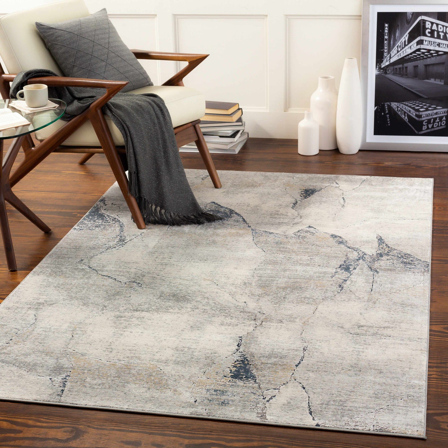 Gasquet Gray Marble Textured Luxe Rug-1