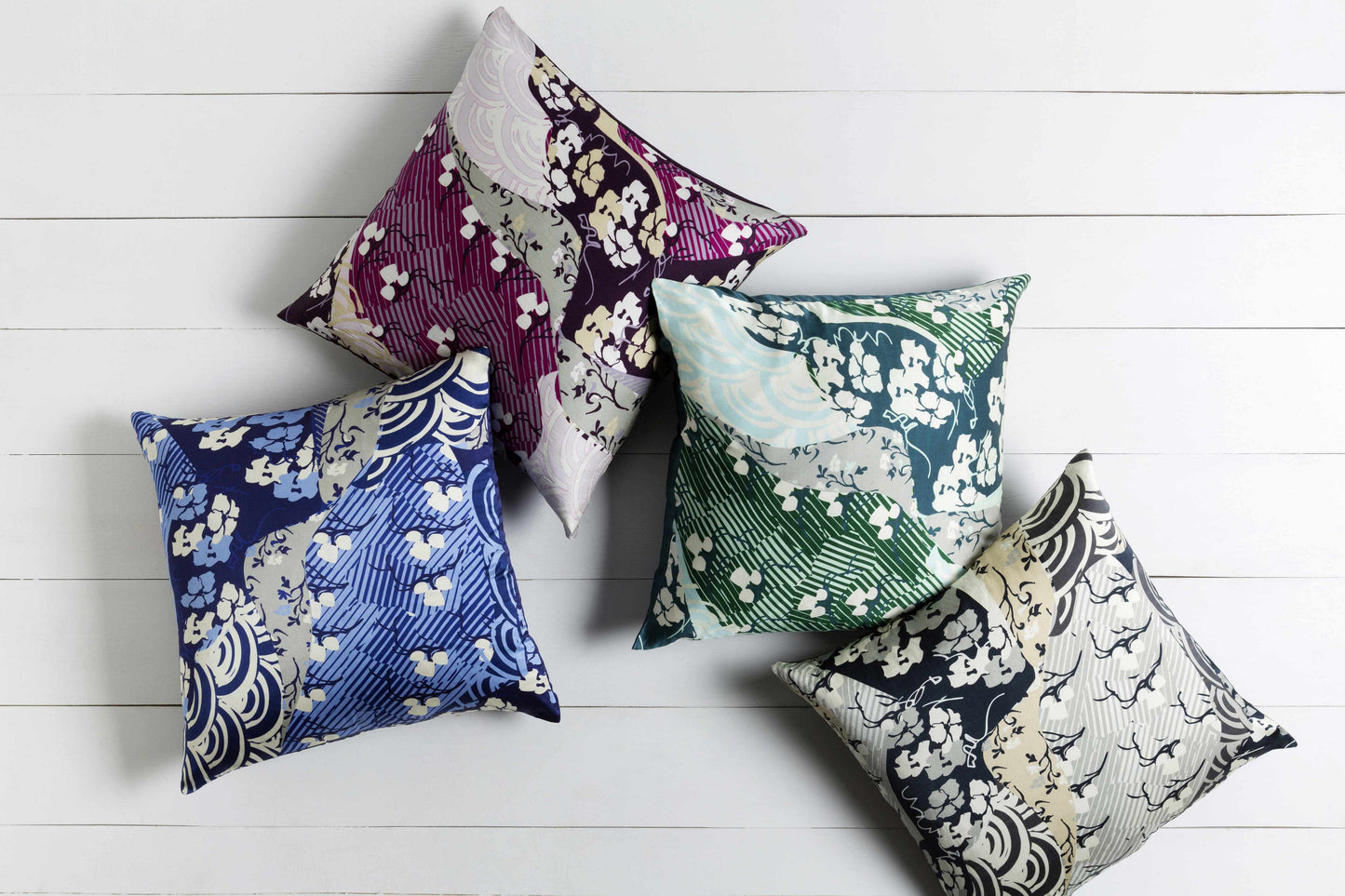 Kinta Navy Floral Geometric Throw Pillow - Clearance-1
