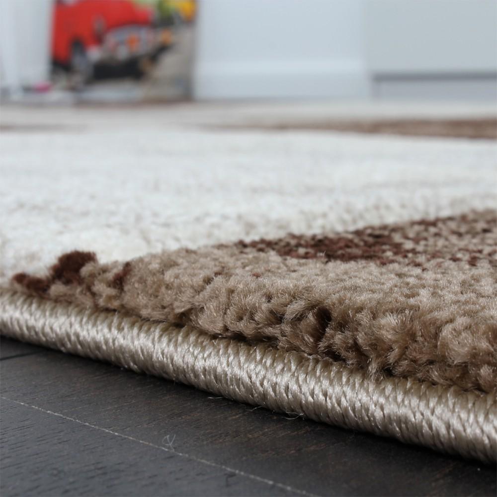 Geometric Designer Rug with Contour Cut - Brown Cream-2