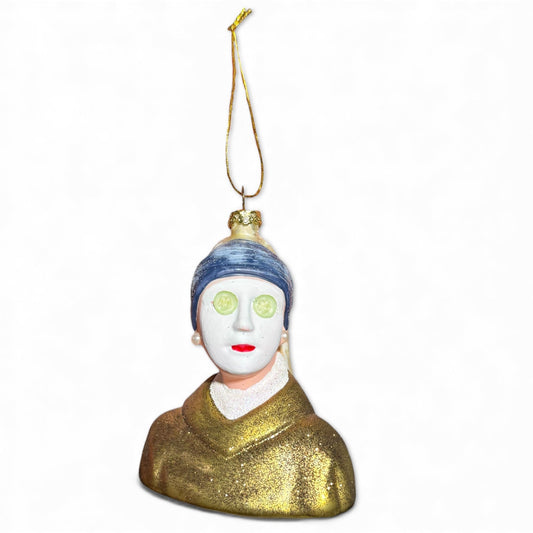 Girl with a Pearl Earring Johannes Vermer Glass Christmas Ornament