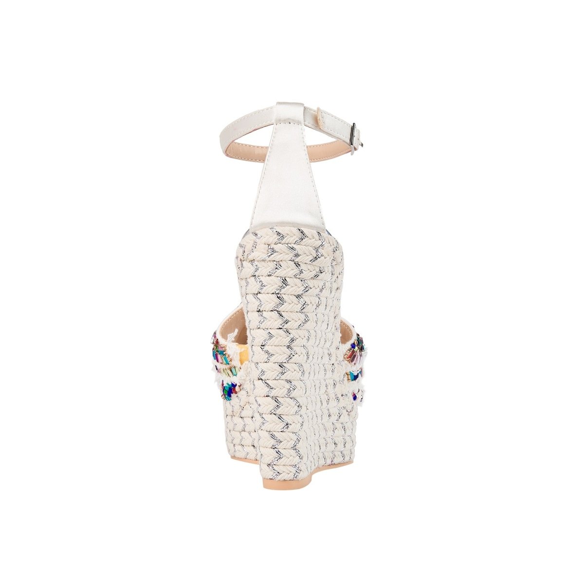 Girly Rhinestone Encrusted White Bohemian Wedges-2
