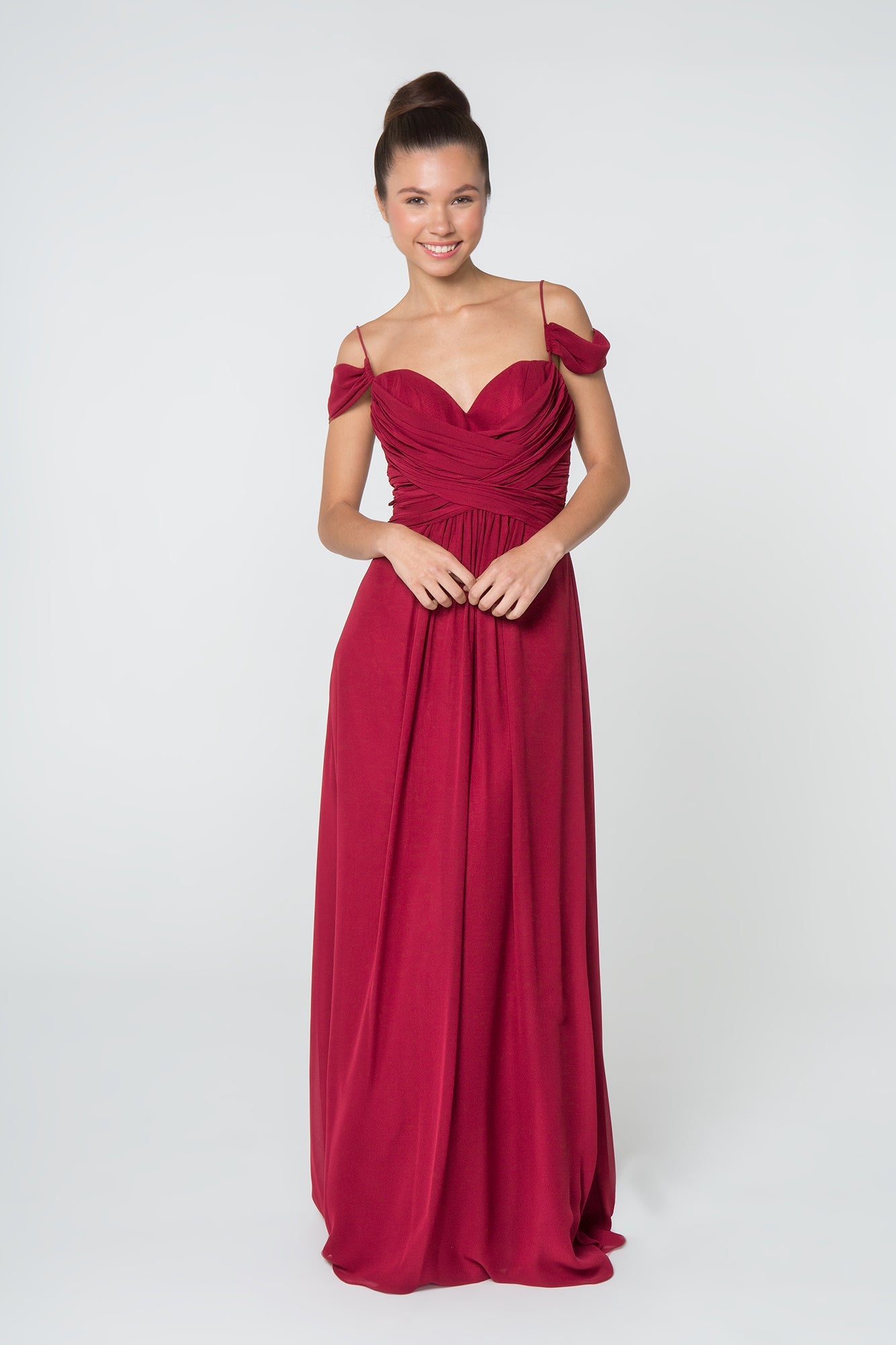 Luminous Chiffon Ruched Sweetheart Long Bridesmaid Luxurious Formal Gown for Formal GLGL28