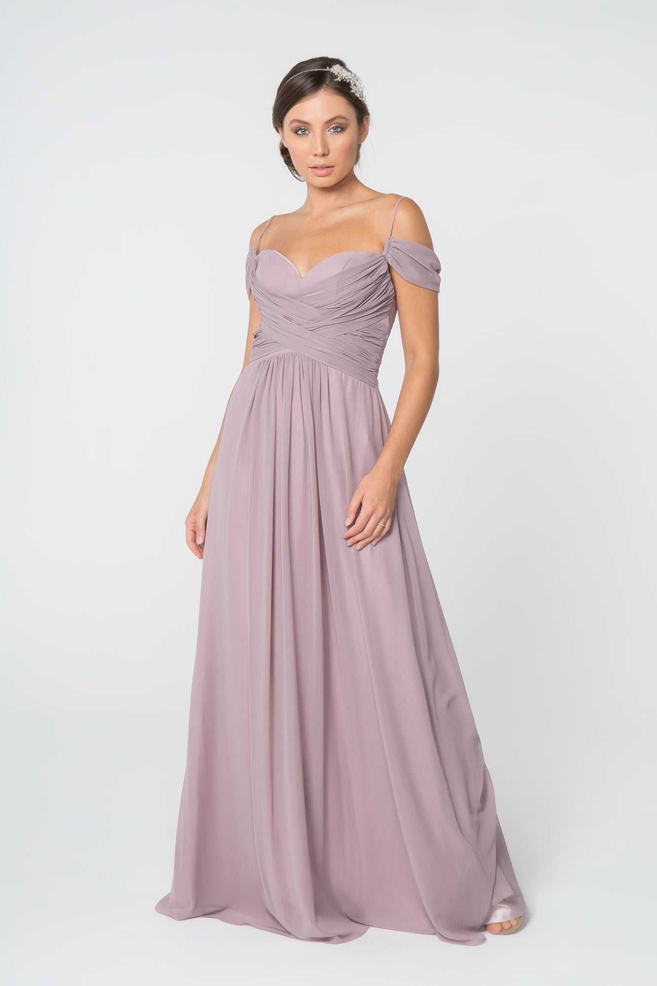 Luminous Chiffon Ruched Sweetheart Long Bridesmaid Luxurious Formal Gown for Formal GLGL28