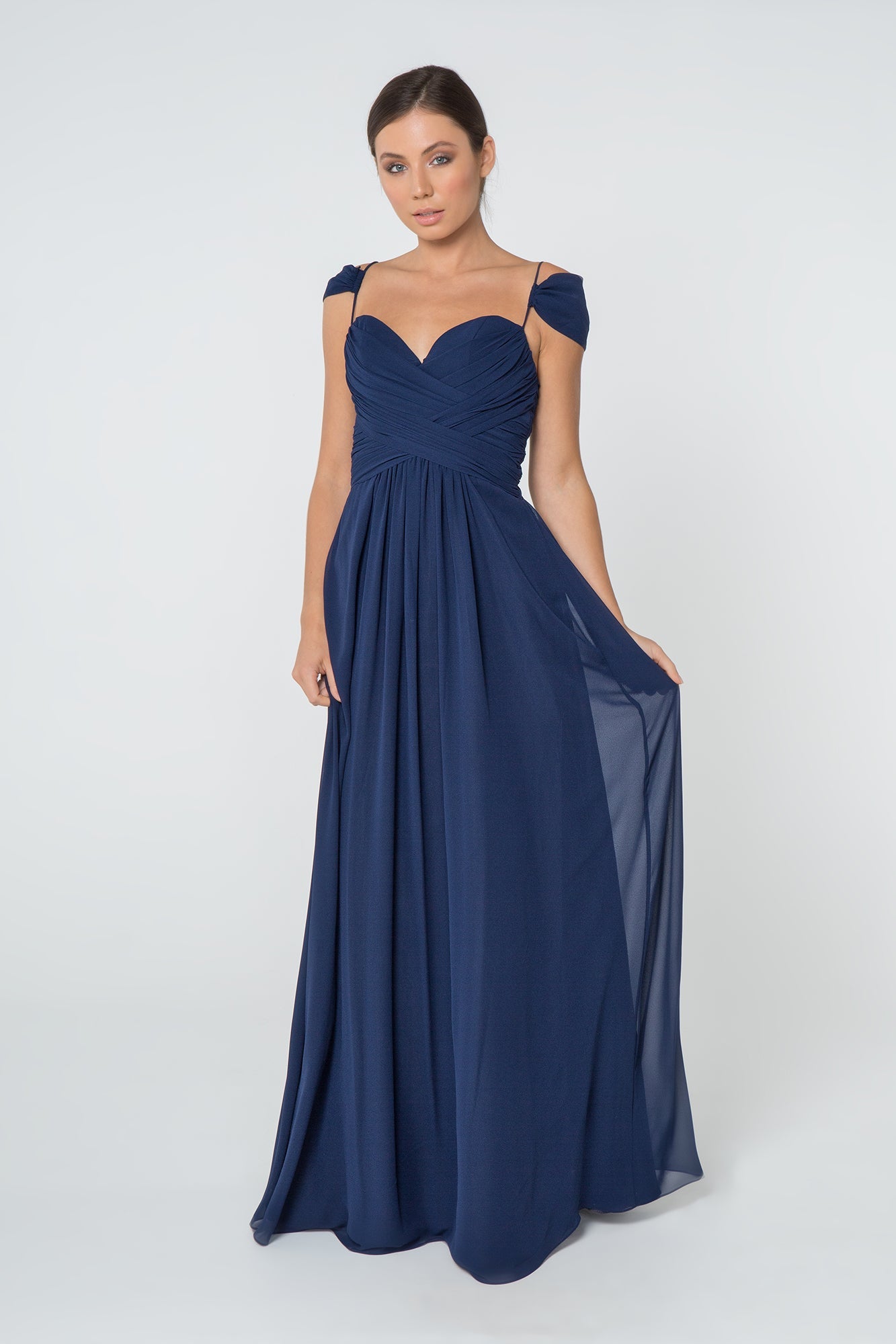 Luminous Chiffon Ruched Sweetheart Long Bridesmaid Luxurious Formal Gown for Formal GLGL28